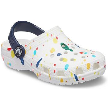 Crocs Classic Splatter Print Clog Biele - Detske Dreváky